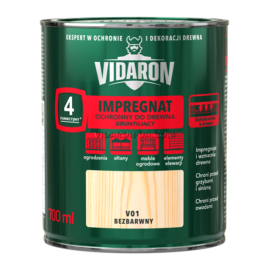 Просочення імпрегнат для деревини Vidaron, 0,7 л, V01 безбарвний, матовий 3546614001 фото